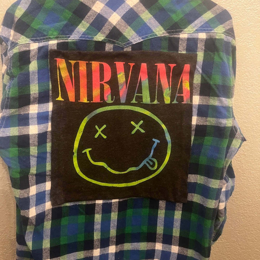 Upcycled Nirvana Plaid Flannel Shirt - Picture 3 of 9